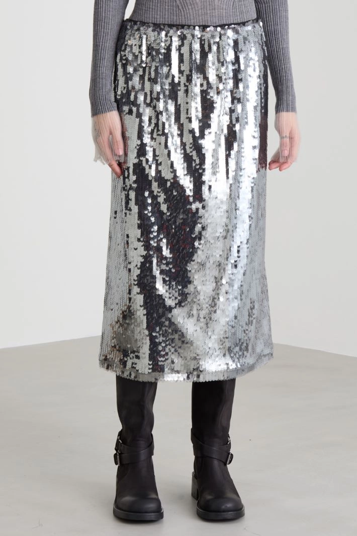 Sequinned skirt - SILVER