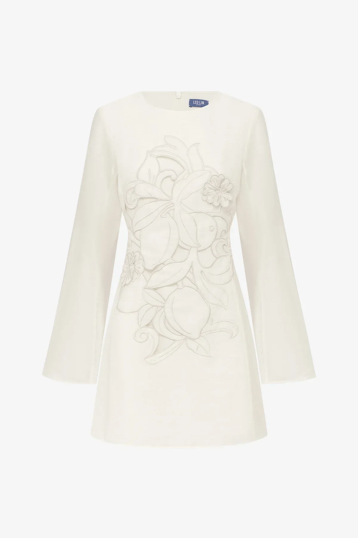 Suzanne Appliqué Bell Sleeve Mini Dress - Snow