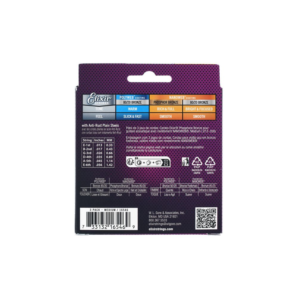 Elixir Nanoweb Medium Phosphor 3P – Thomann Ireland