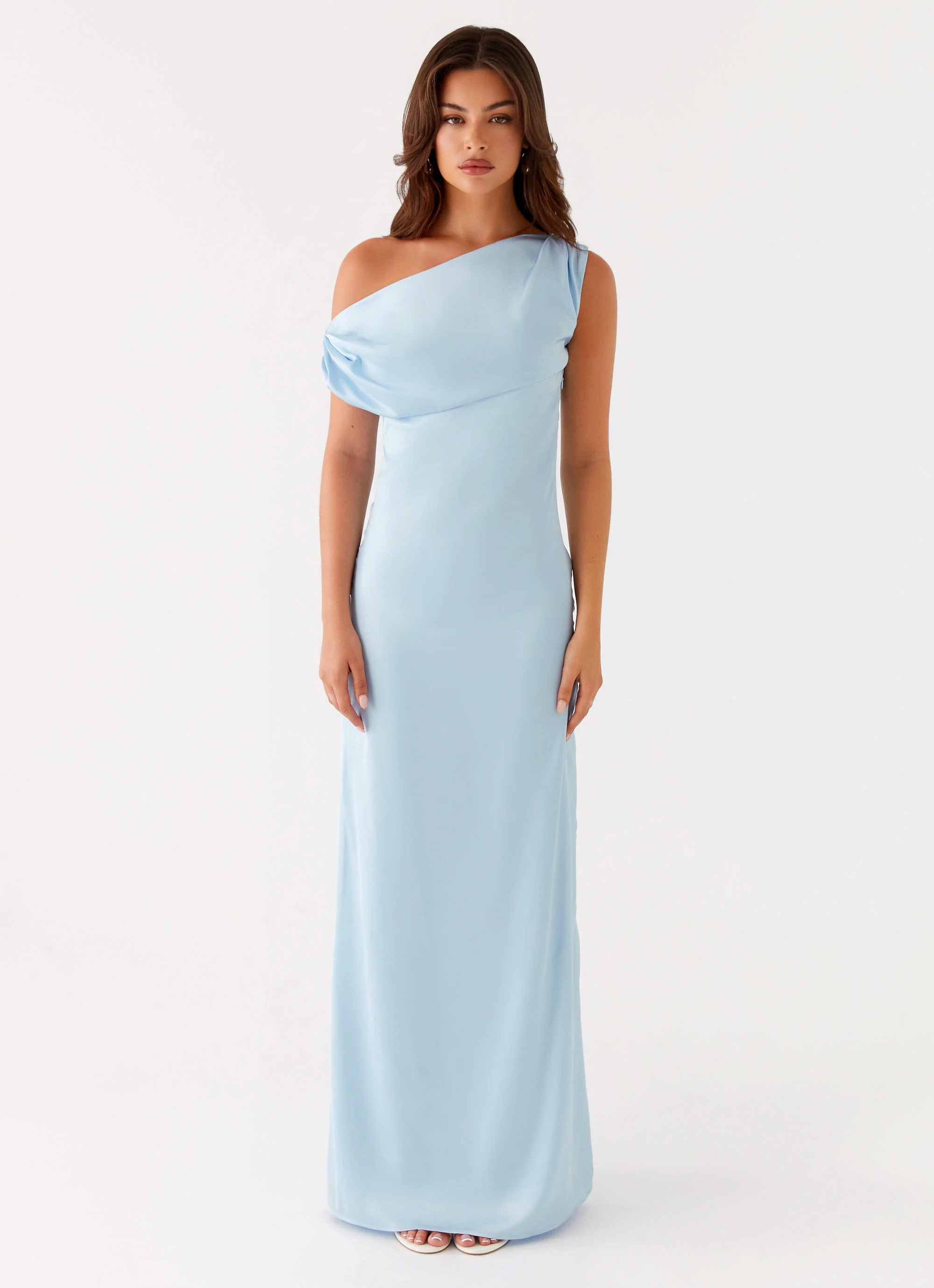 Heart Of Glass Satin Maxi Dress - Blue