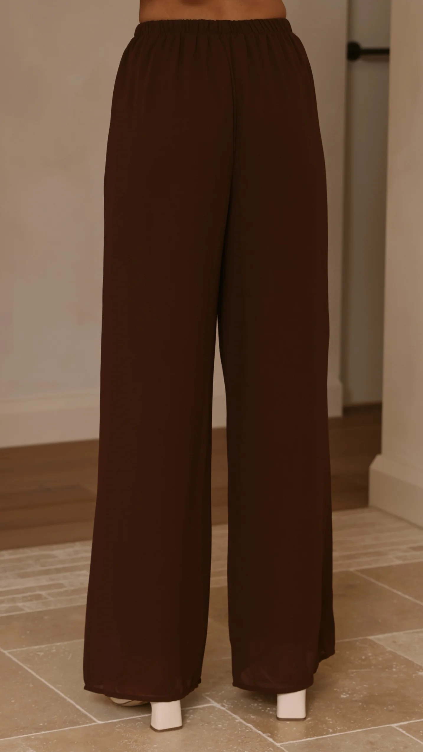 Zabrina Semi Sheer Strapless Top and Pants Set - Chocolate