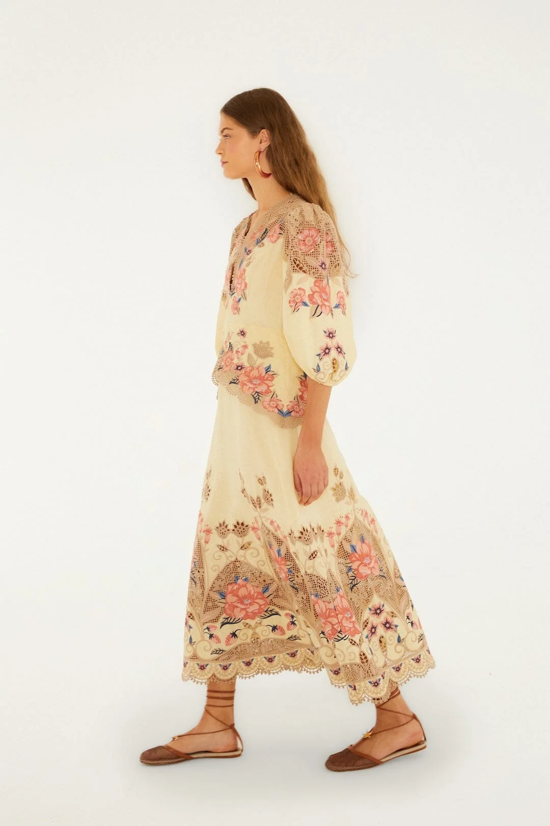 Butter Yellow Embroidered Midi Dress