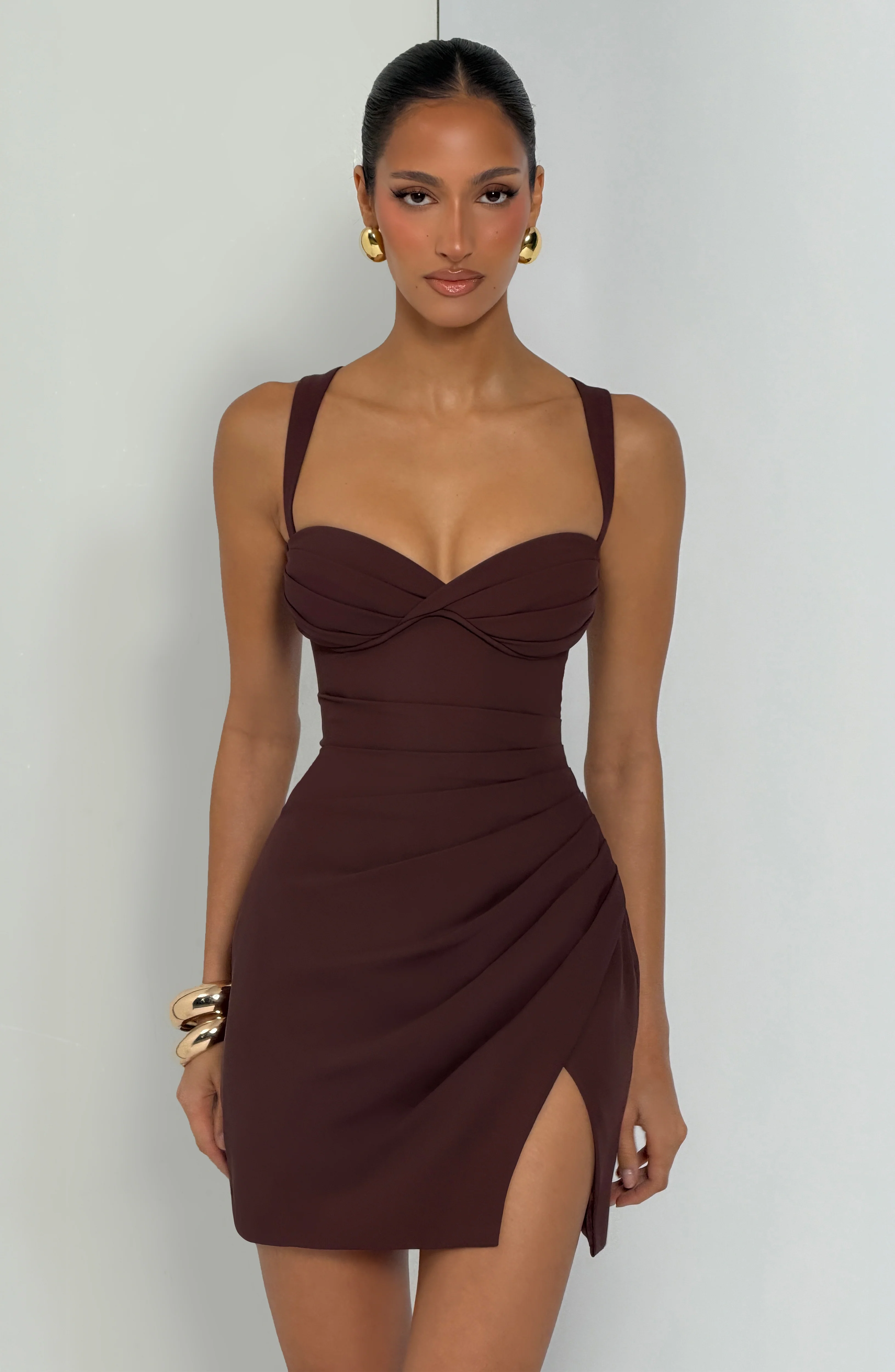 Everette Mini Dress - Plum Brown