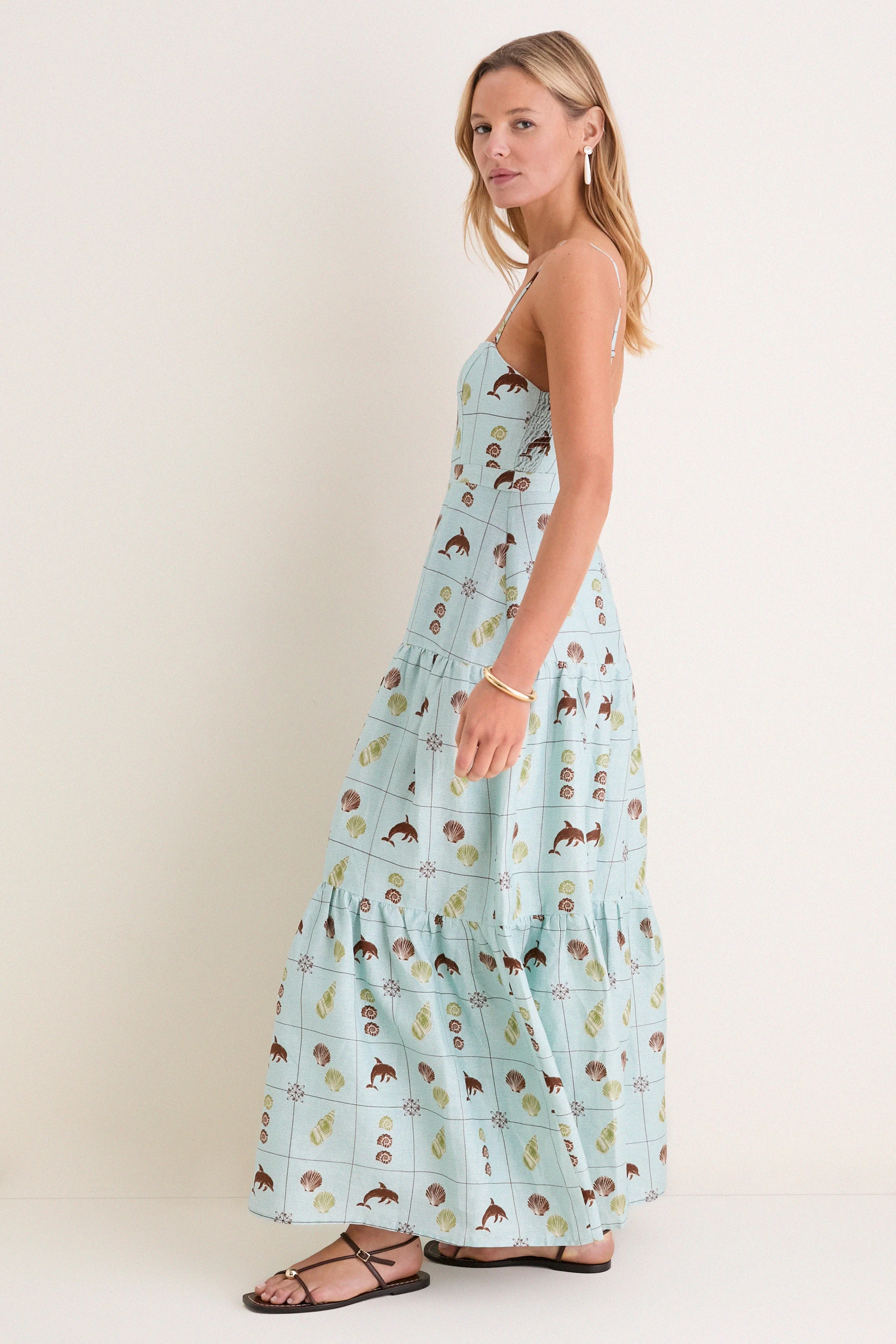 Seashell Tile Celine Maxi Dress