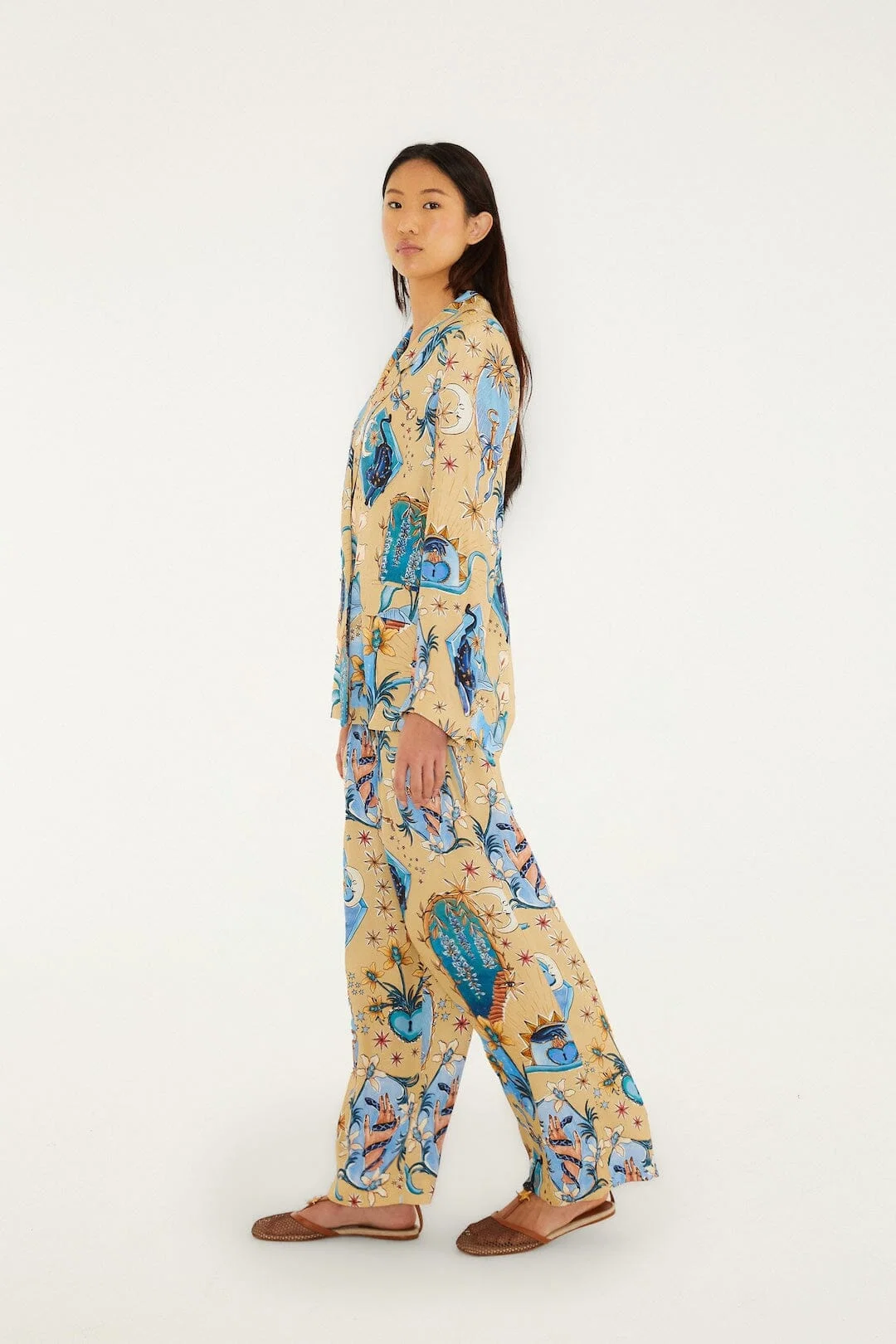 Sand Mystical Wide-Leg  Pants