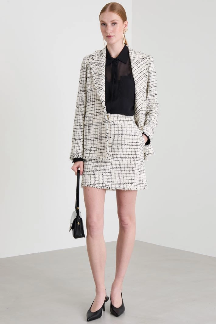 Cotton tweed skirt - IVORY