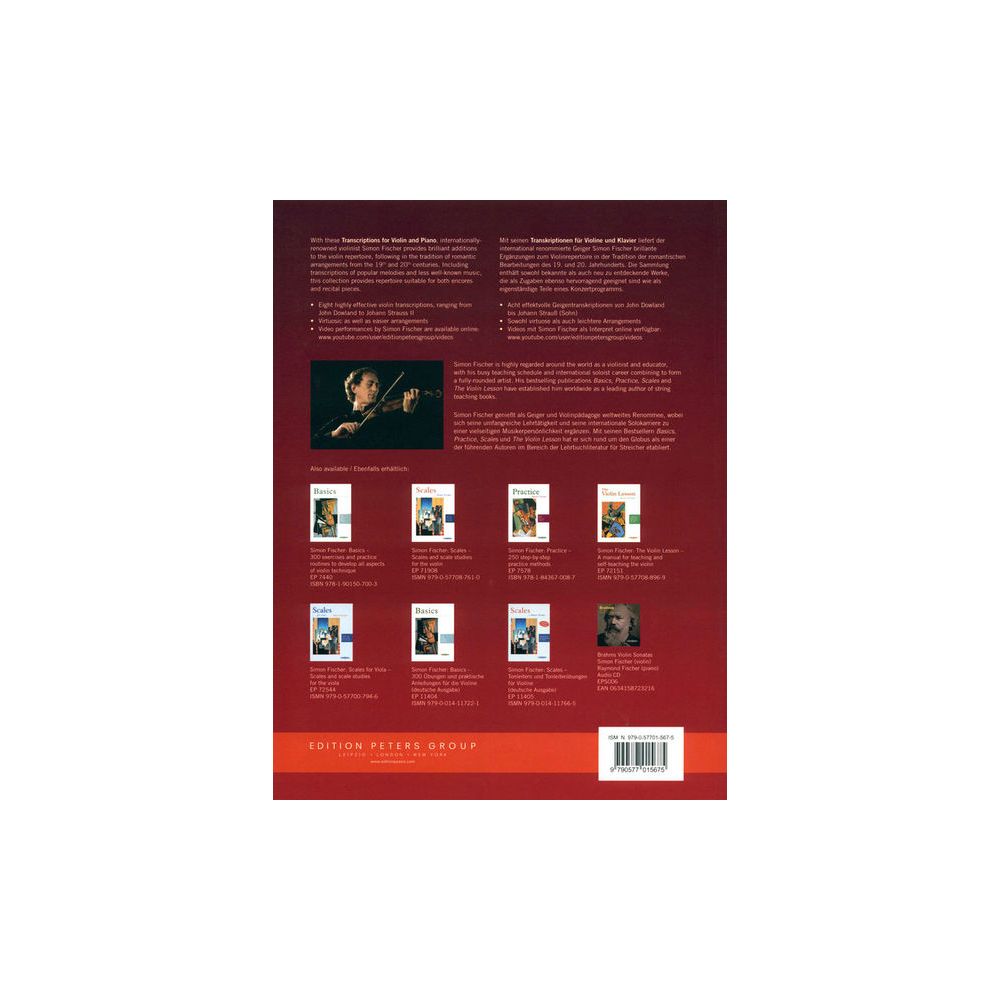 Edition Peters Transcriptions Violin Piano 1 – Thomann Ireland