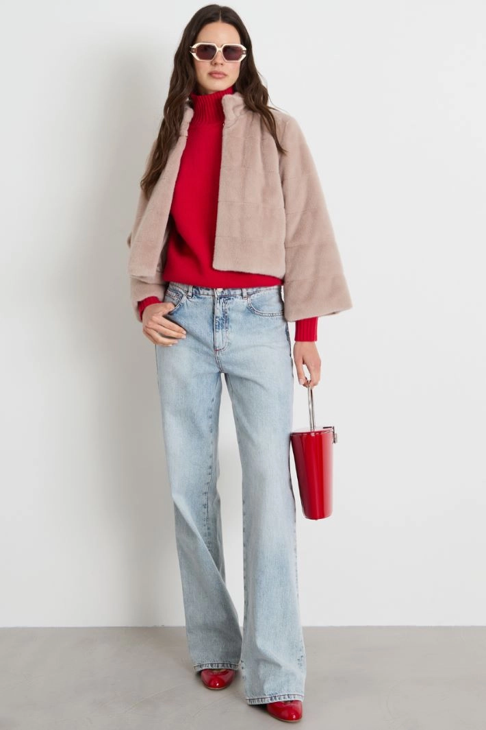 Jacket in soft and warm fabric - SAND