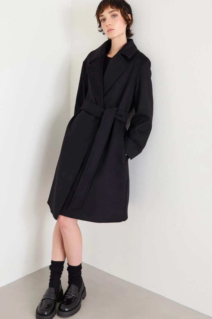 Zibeline drap coat - BLACK