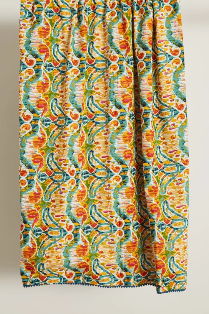 Beach towel with pom poms - ORANGE BLUE