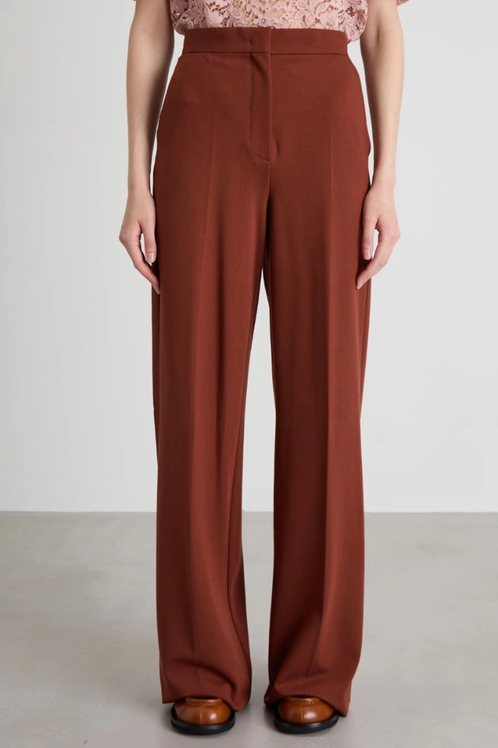 Jersey palazzo trousers - BROWN