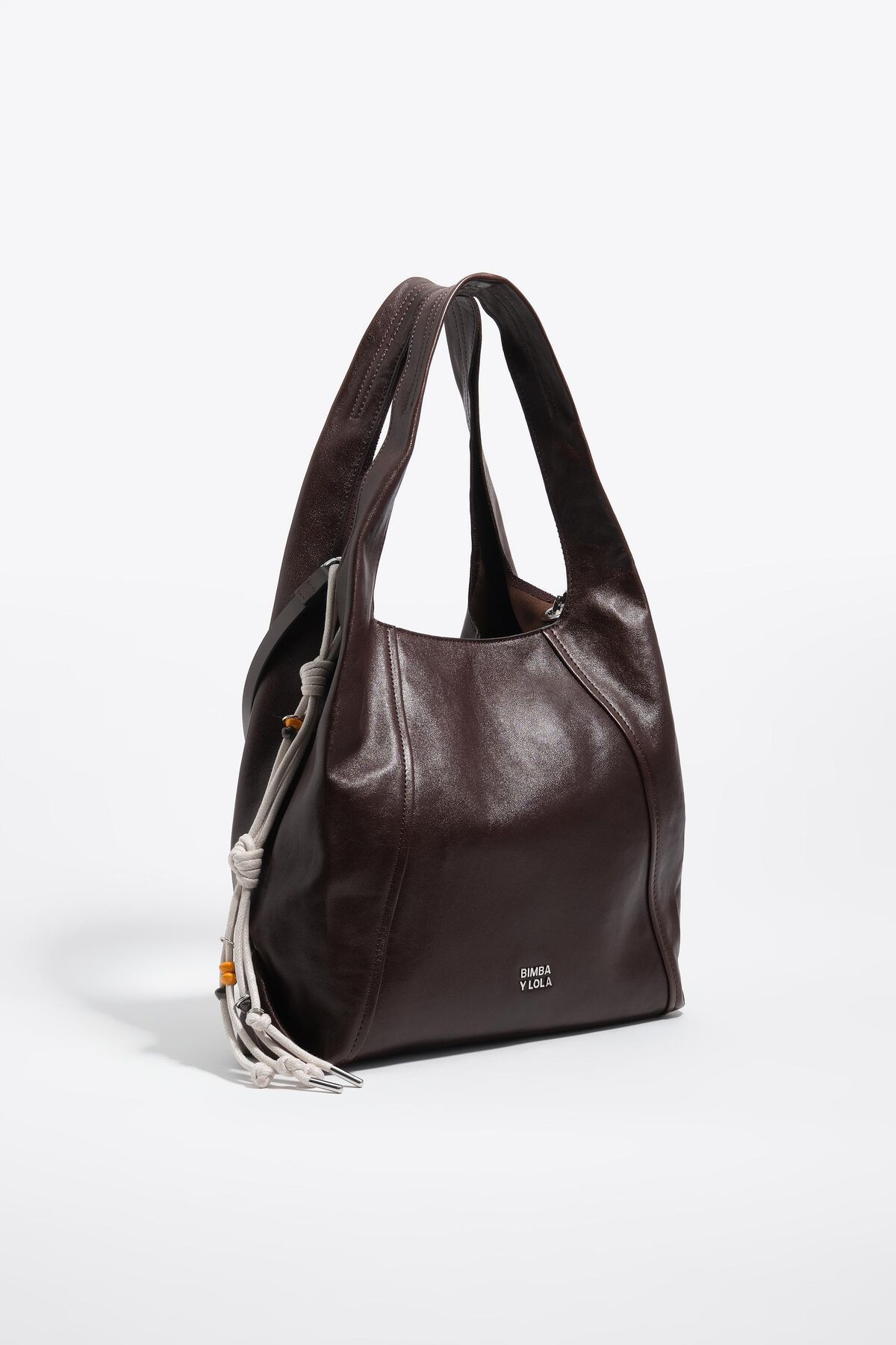 Large coffee leather Paper shoulder bag