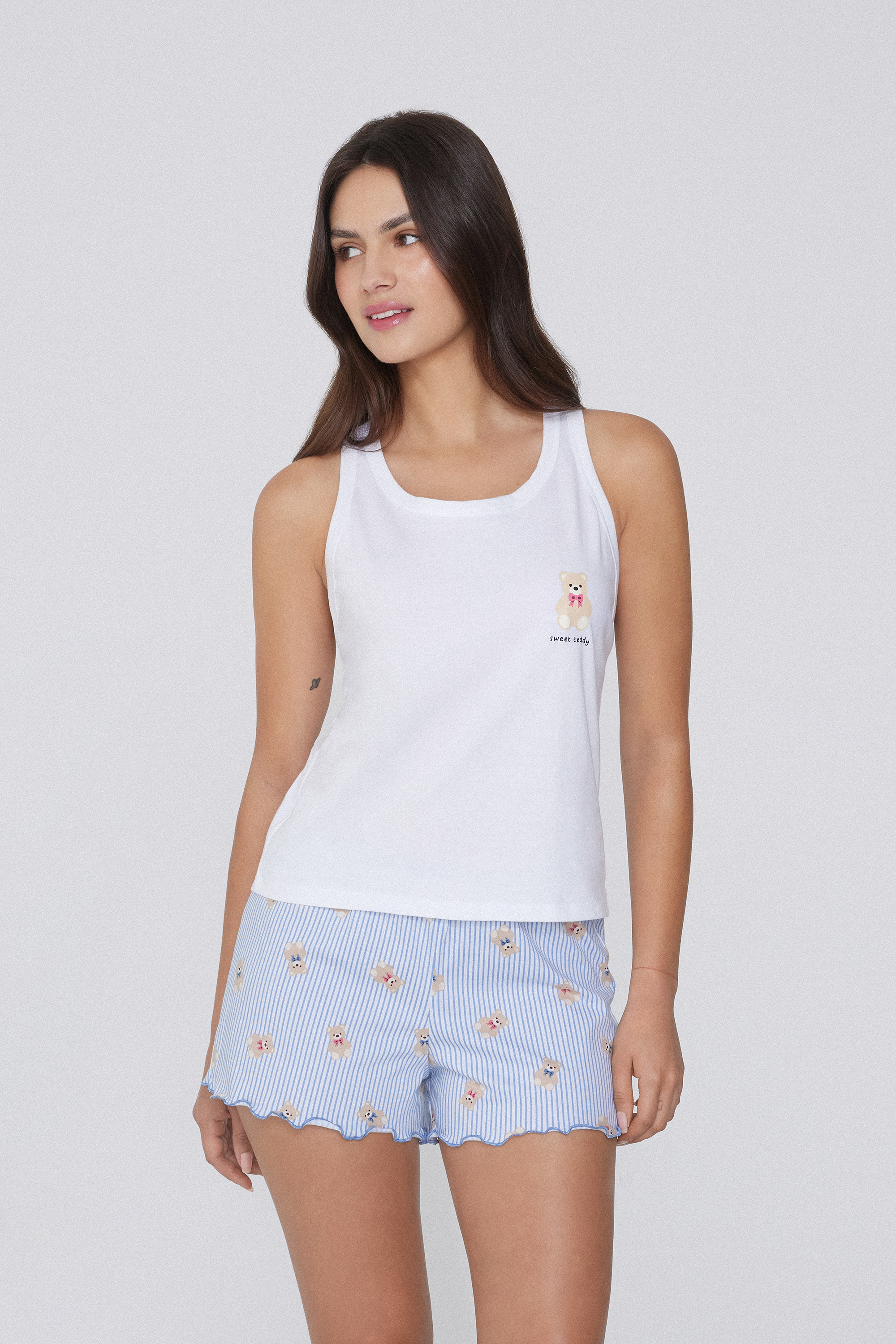 Printed Cotton Camisole with Wide Shoulder Straps