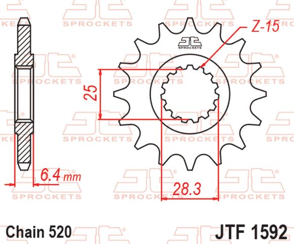 JT. steel anti-noise output shaft sprocket 520 14 teethRef: JTC01894A / 1153111001