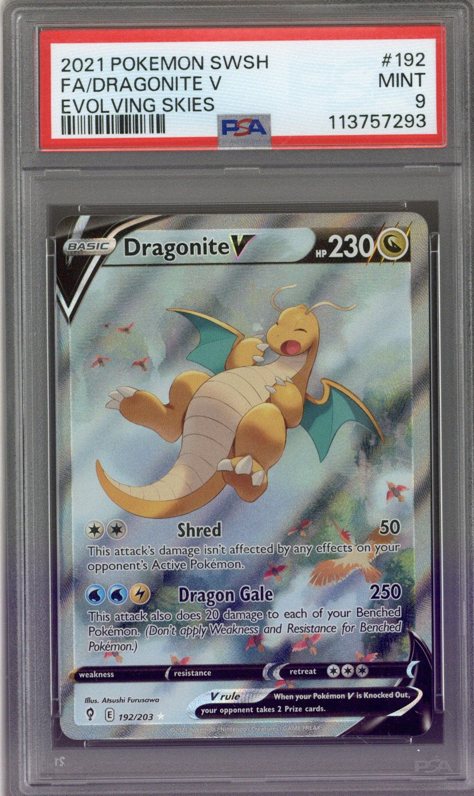 Pokemon Evolving Skies Dragontie V #192 PSA 9 *113757293*