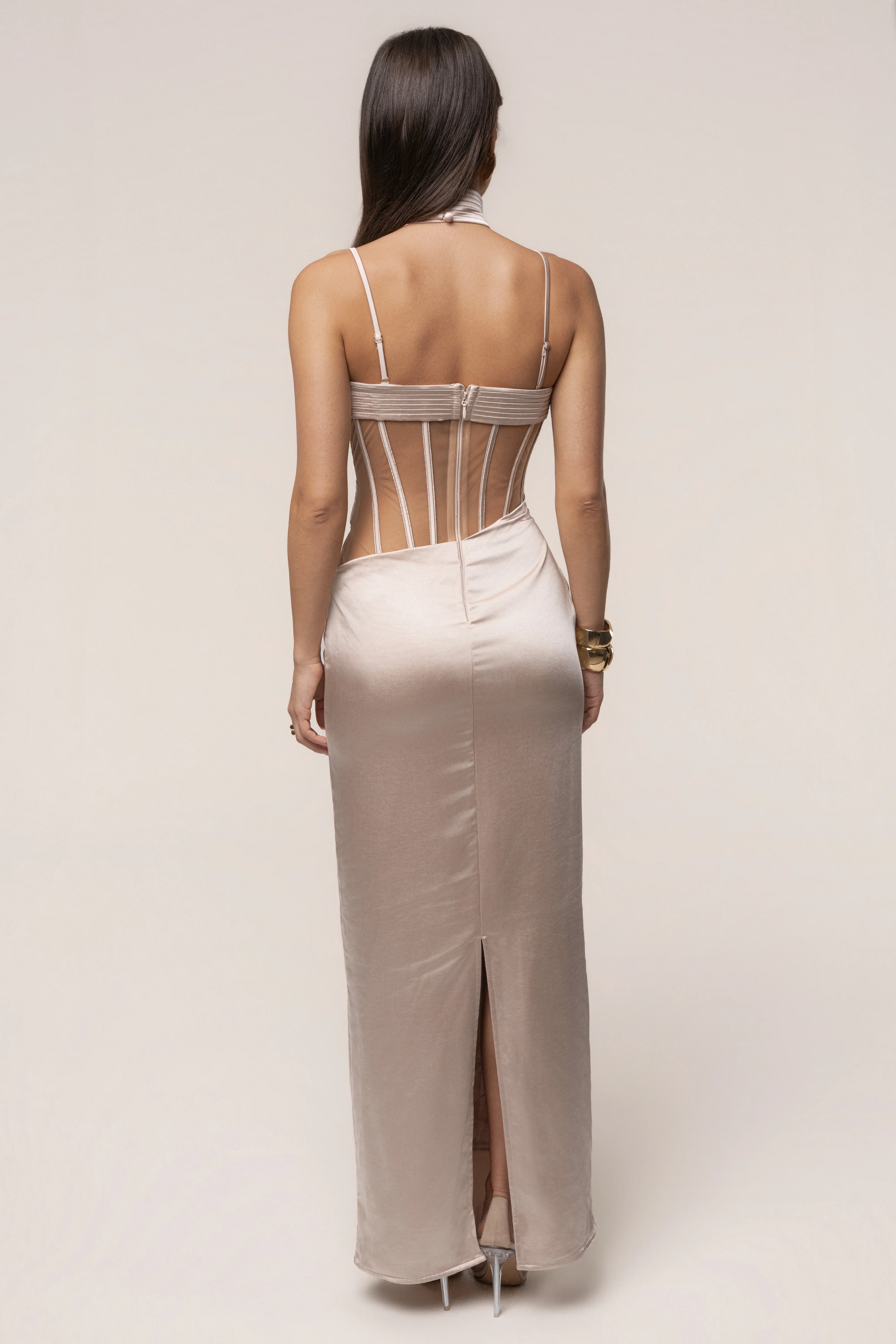 Champagne Golden Hour Corset Maxi Dress