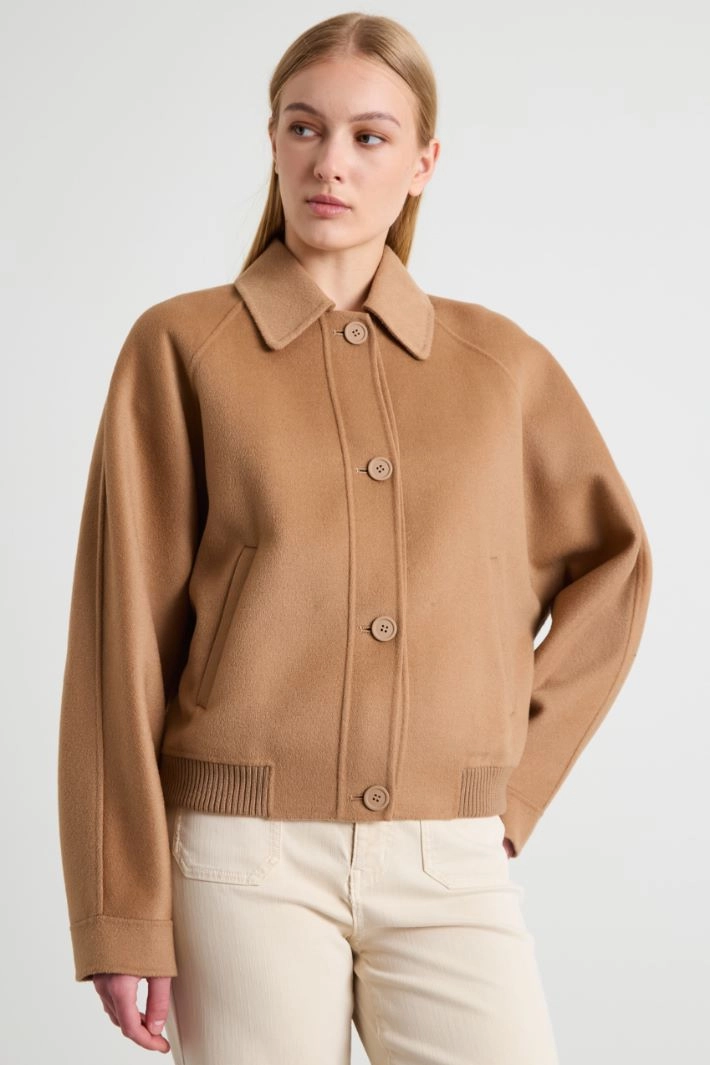Wool, cashmere and silk bomber jacket - CAMEL