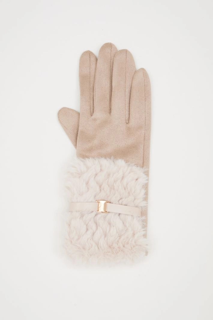 Velvet-effect gloves - SAND
