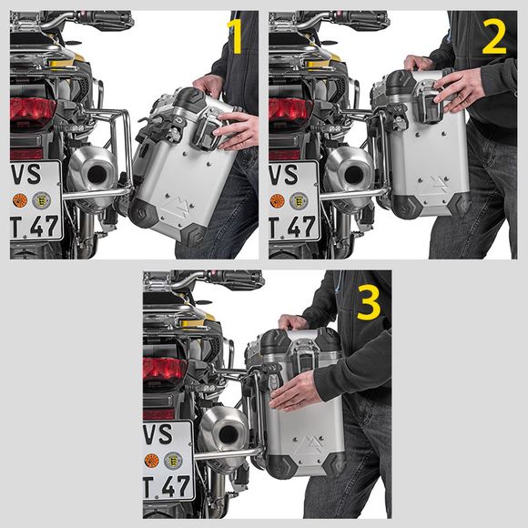 Touratech suitcase Complete kit ZEGA Evo 31/38 - Gray support included - Gray anodizedRef: Trt01388A / 01-044-6831-0