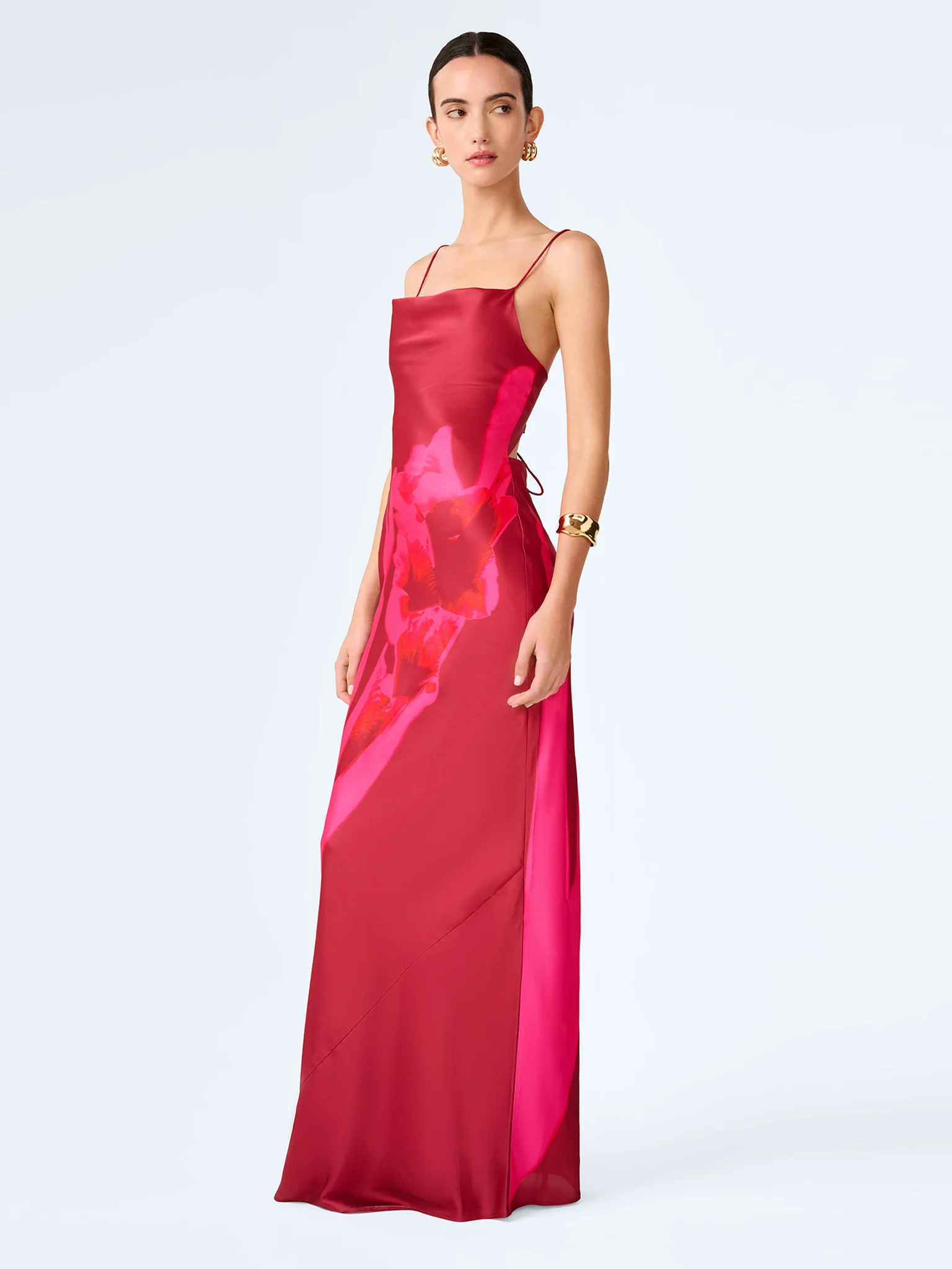 Ginny Dress in Red and Pink Floral Placement