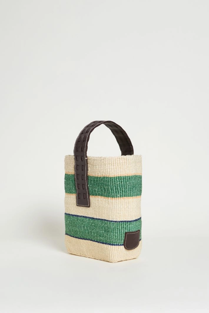 Small natural rope bucket bag - GREEN WHITE