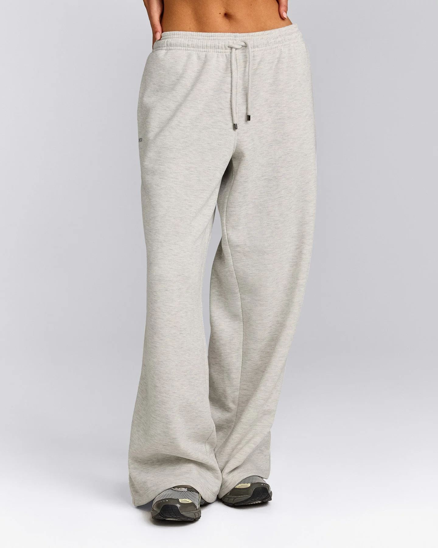 Jersey Tracksuit Straight Leg Joggers | Light Grey Marl