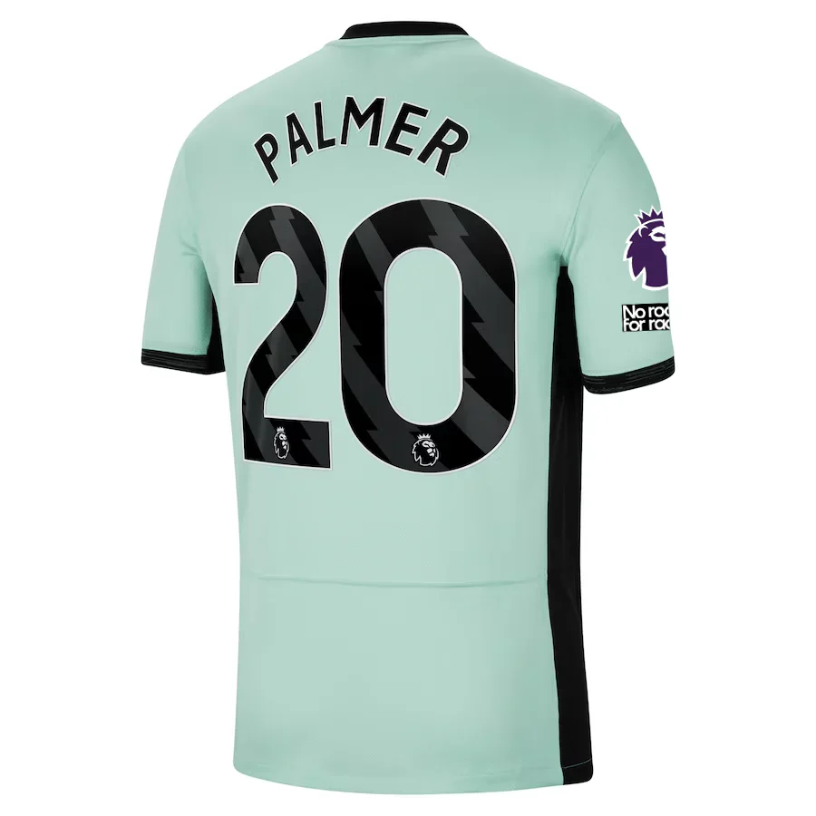 Chelsea Cole Palmer Third Jersey w/ EPL + No Room For Racism Patches 23/24 (Mint Foam/Black)