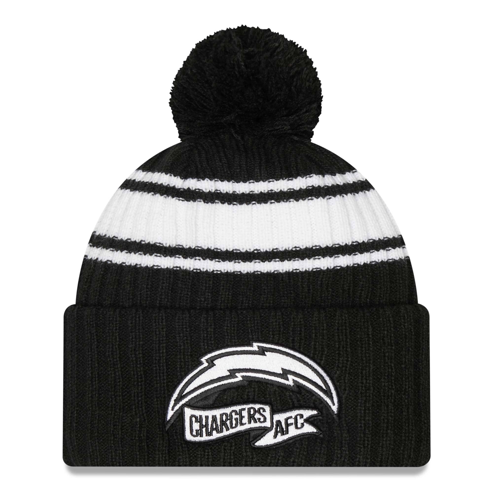 Los Angeles Chargers Official 2022 NFL Sideline New Era Sport Knit Hat Black & White