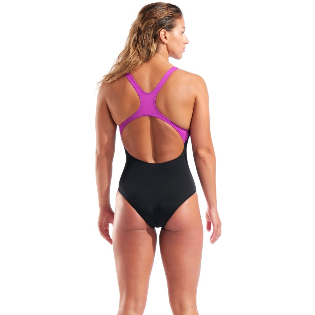 arena Performance Placement Swim Pro Back Swimsuit Women - Black/Multi/Very Fuchsia