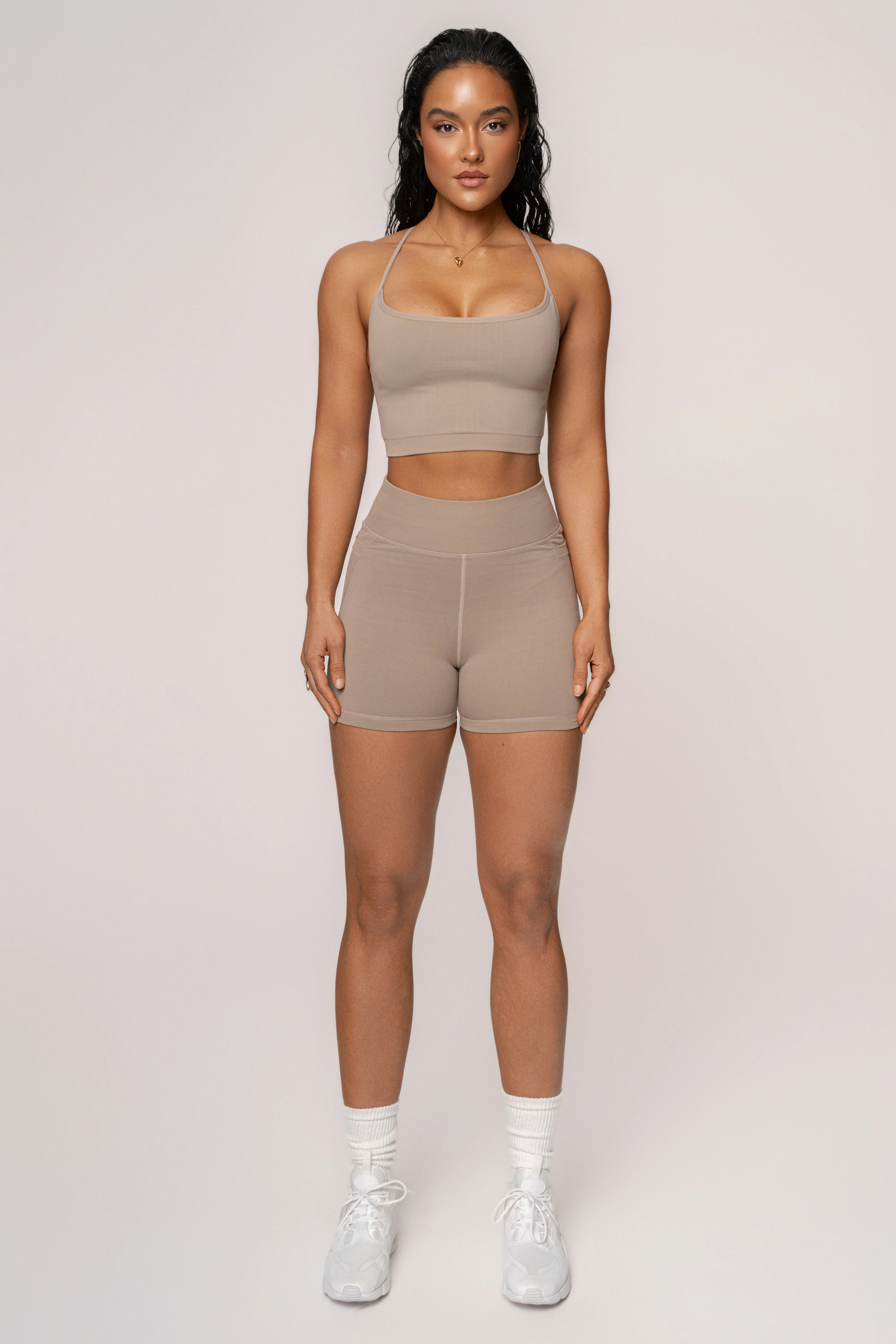 Beige Active Crop Top
