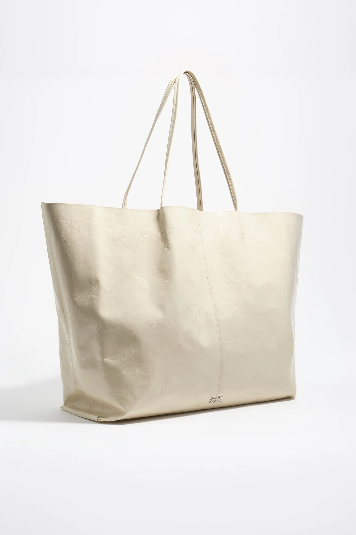 Cream leather maxi shopper bag