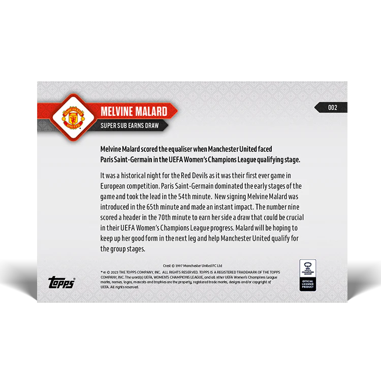 Topps UK - Melvine Malard - Super-sub earns draw - UWCL TOPPS NOW® Card #2