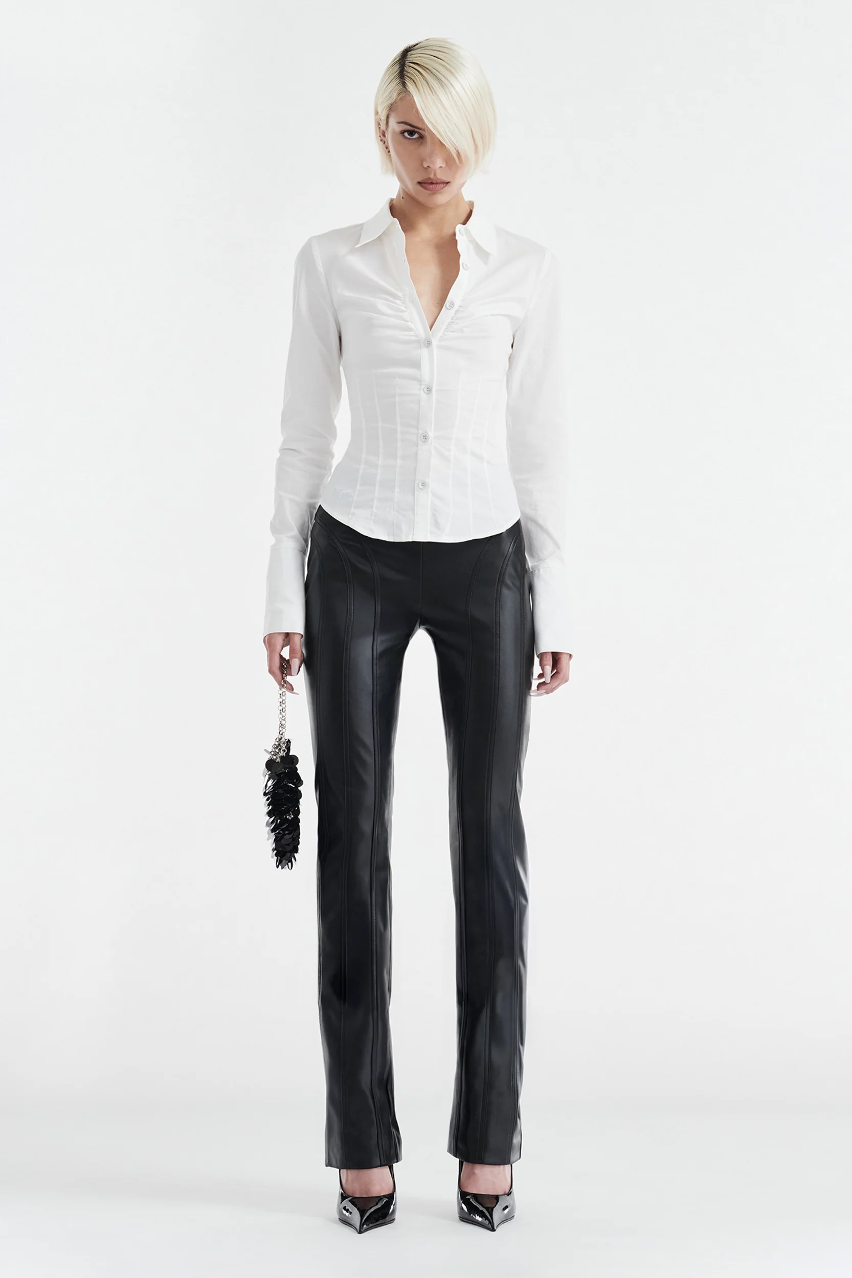 Zoe Long Sleeve Cotton Button Up Shirt - White