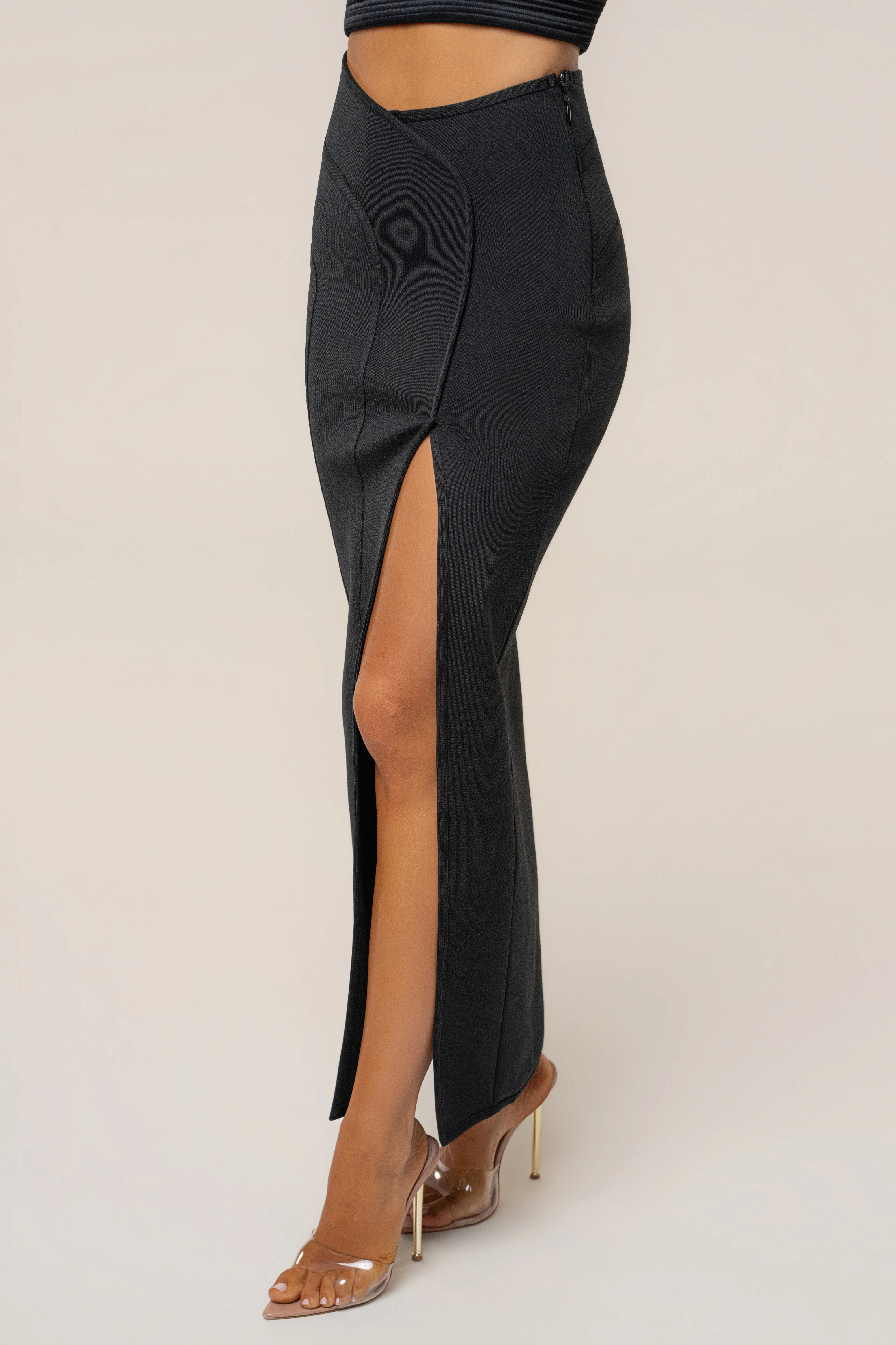 Black Essential Form Maxi Skirt