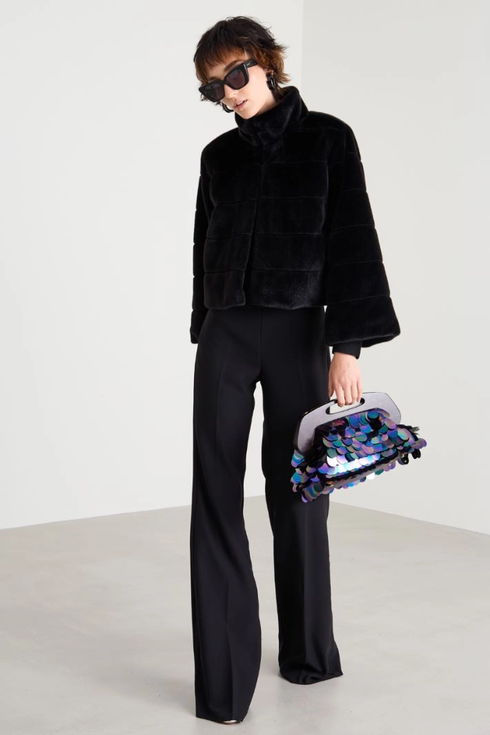 Jacket in soft and warm fabric - BLACK