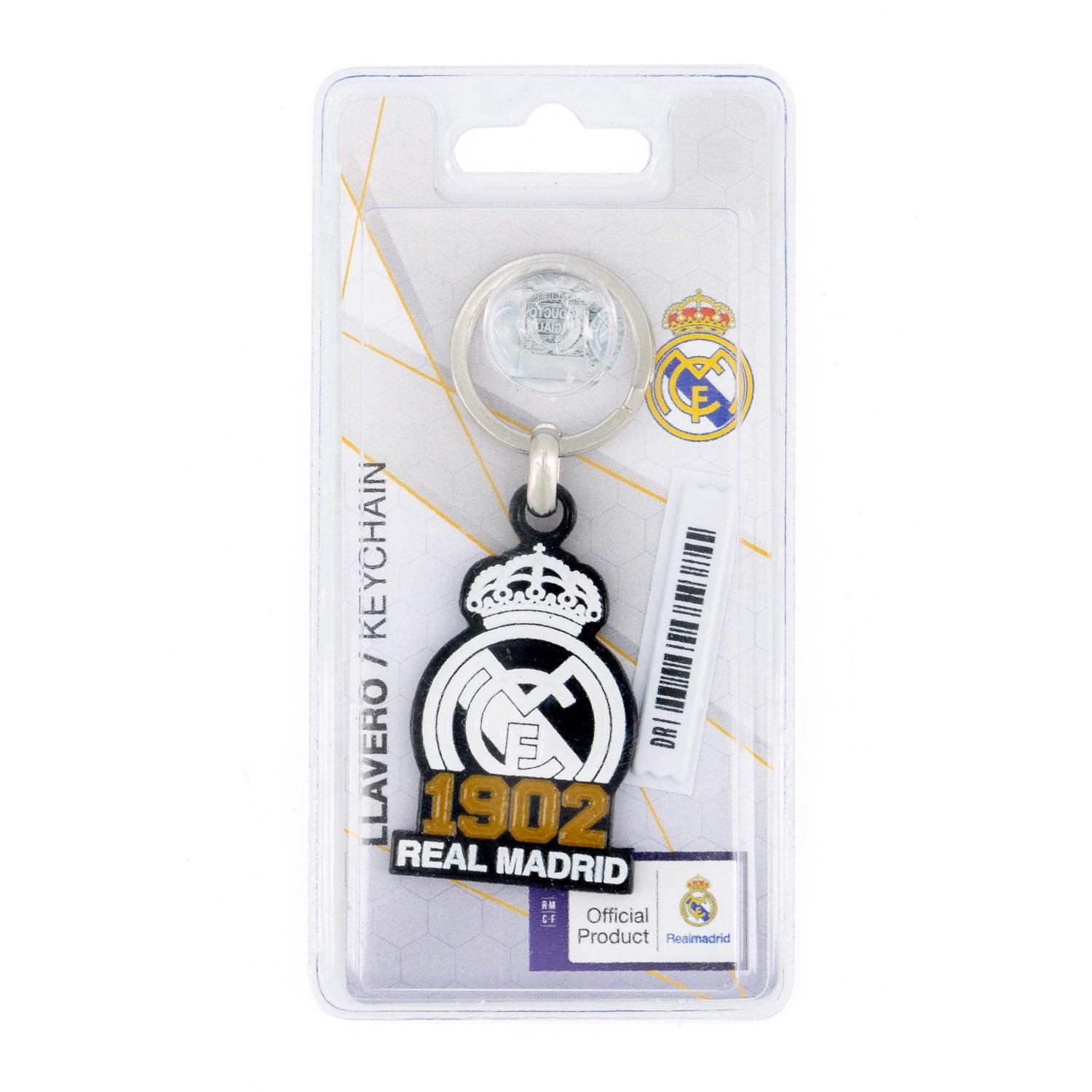 Real Madrid 1902 Crest Keyring White/Black