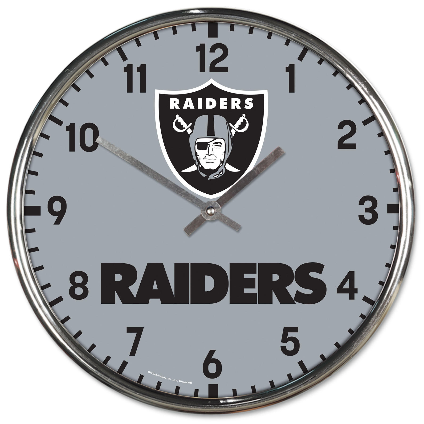 Las Vegas Raiders Chrome NFL Team Design Wall Clock