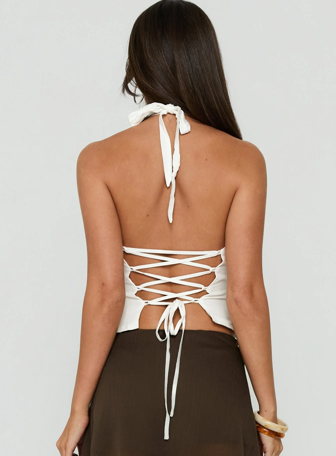 Electric Night Halter Top Back Top White