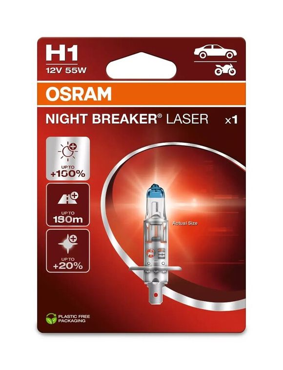 Osram Night Breaker Laser H1 12V/55W Bulb - X1 UniversalRef: Osrm00059A / 1129536