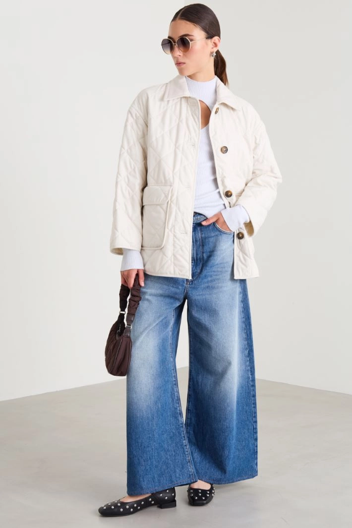 Padded jacket with quilted flannel - WHITE