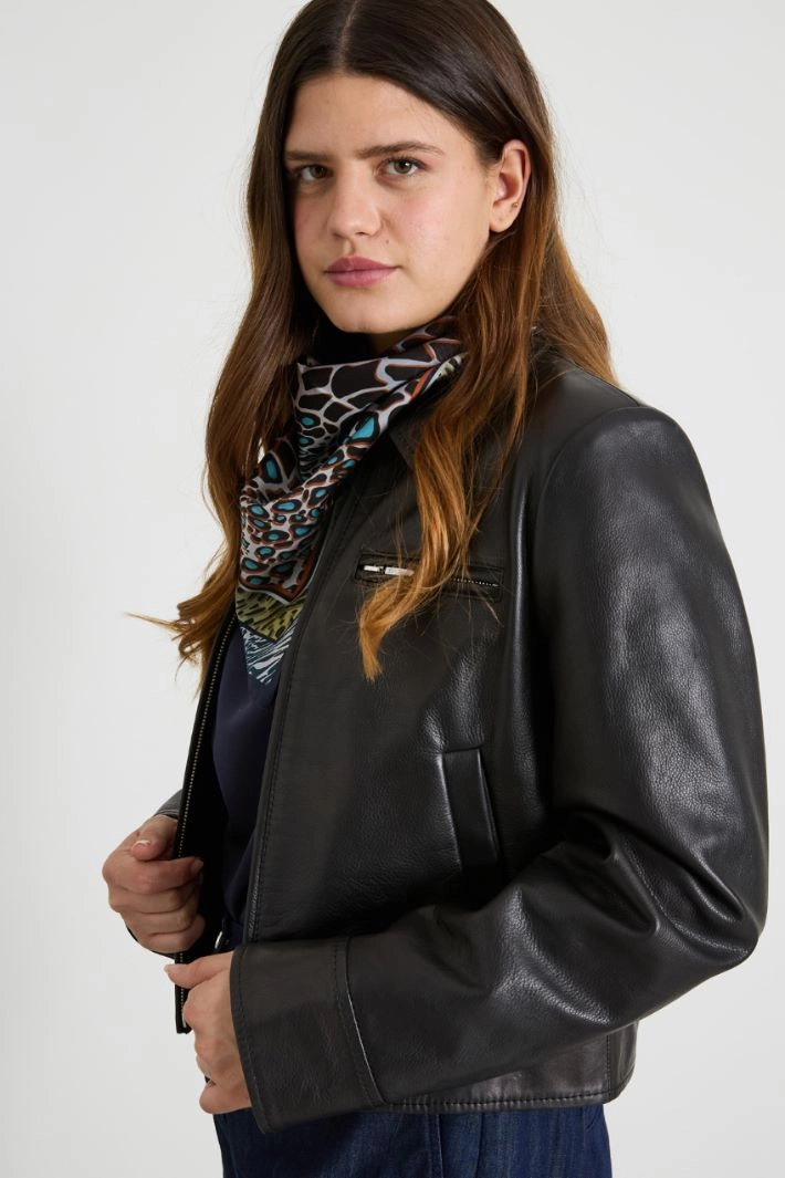 Silk twill scarf - BLACK