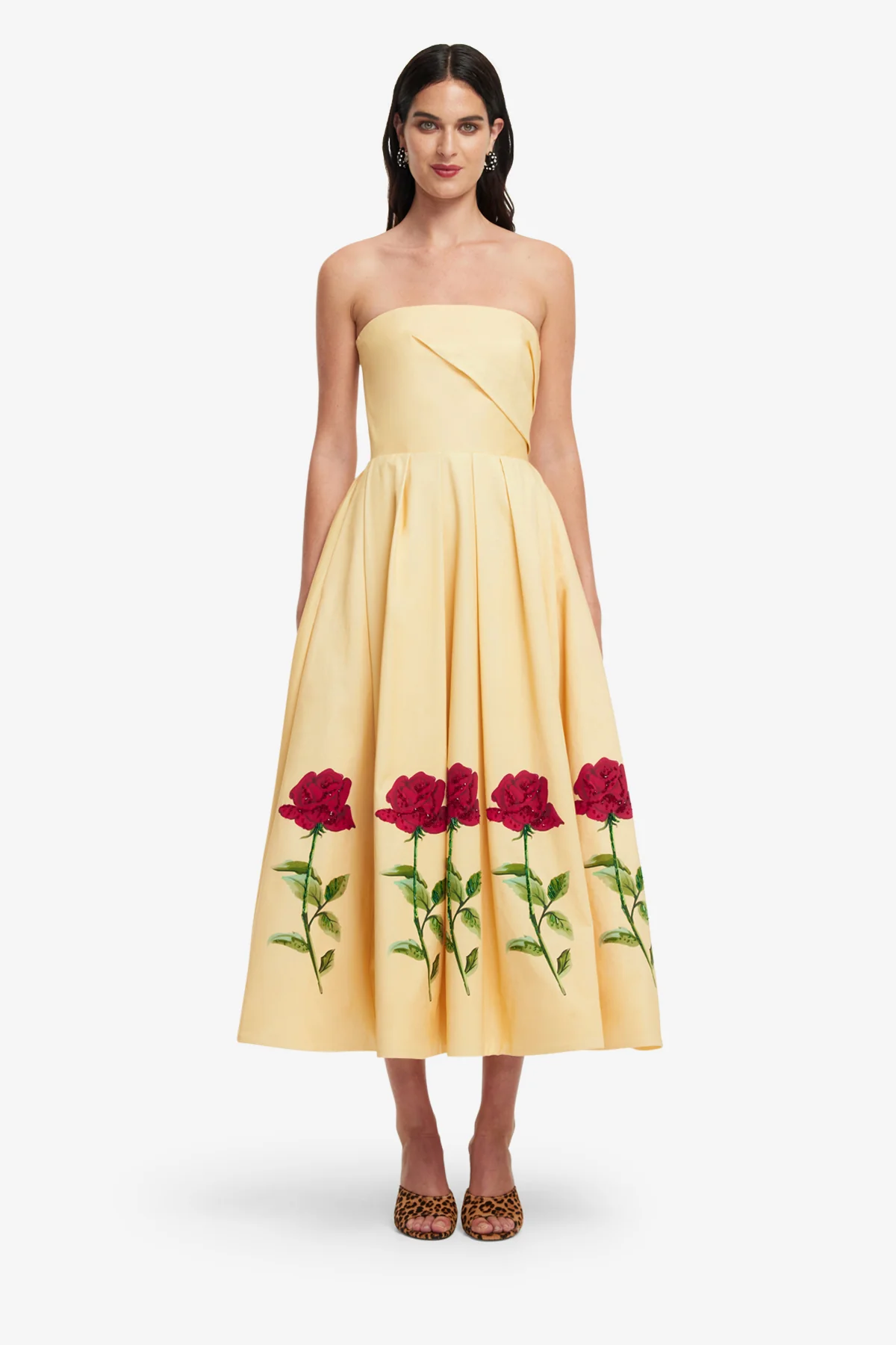Lynn Embellished Rose Bustier Midi Dress - Butter