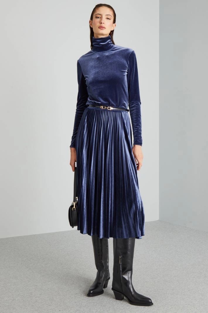 Velvet-jersey turtleneck - BLUE