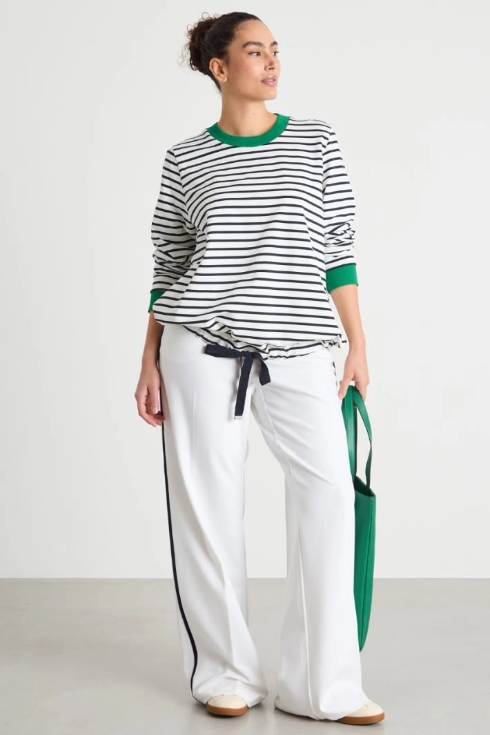 Drawstring-hem sweatshirt - WHITE BLACK GREEN