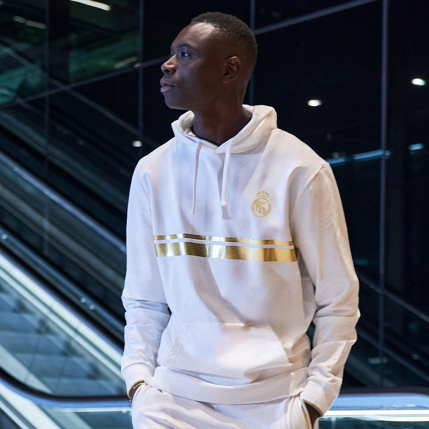 Mens White & Gold Hoodie