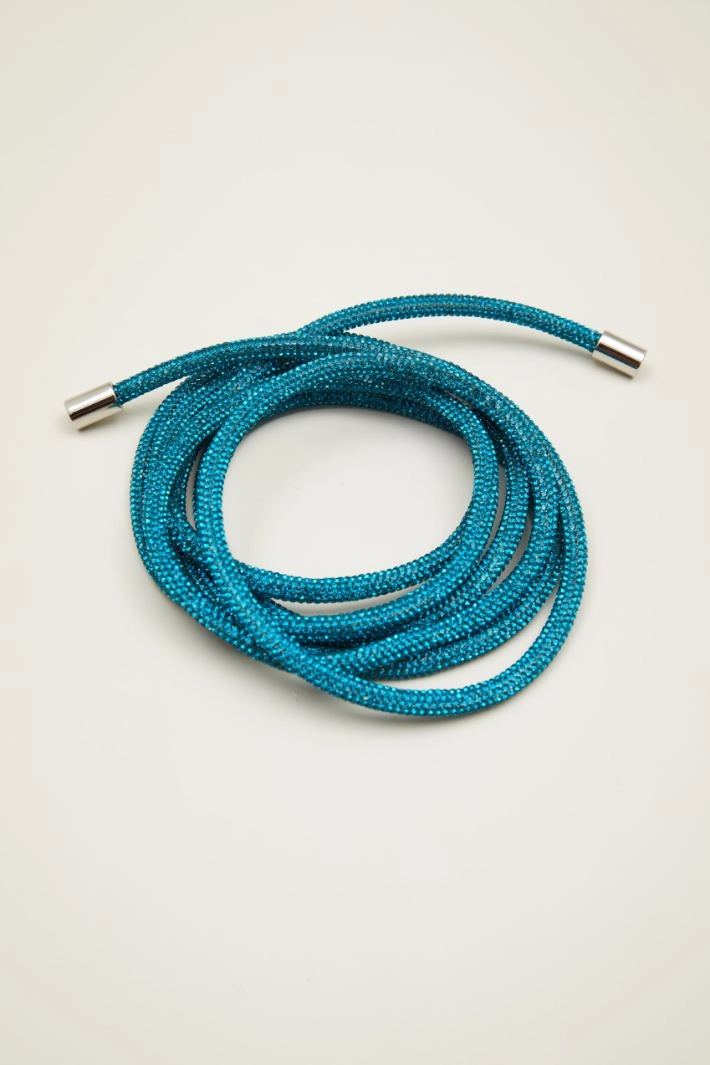 Rhinestone-embellished tubular belt - PETROL