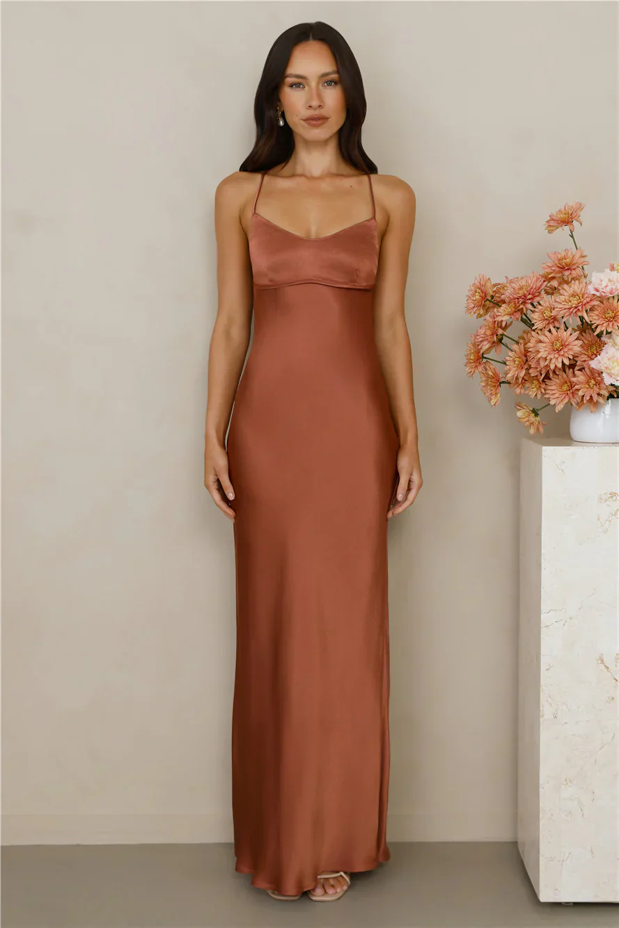 The Samara Satin Maxi Dress Copper