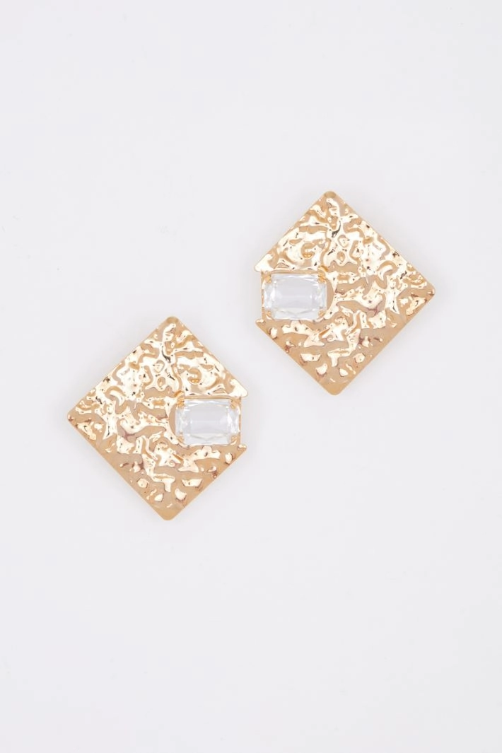 Geometric rhinestone earrings - GOLD