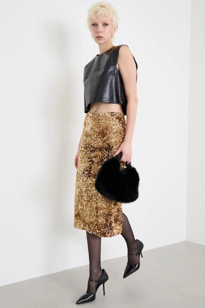 Chenille and sequin skirt - GOLD