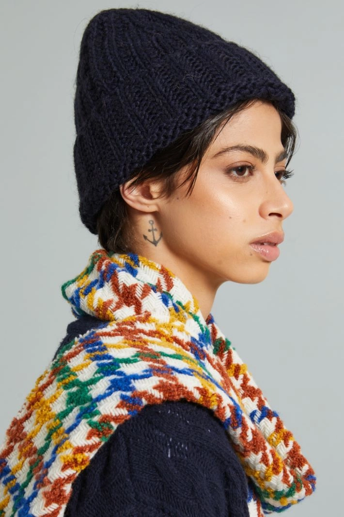 Turn-up beanie hat - NIGHT BLUE